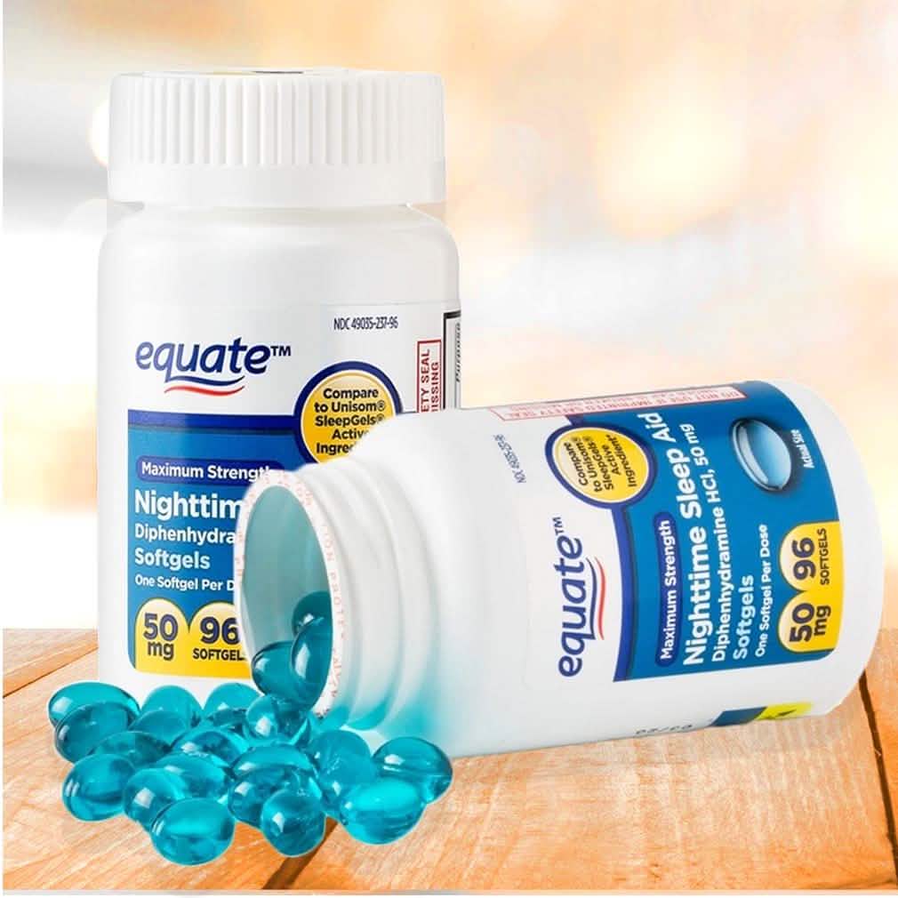 2-Pack: Equate Maximum Strength Nighttime Sleep Aid Softgels DailySale