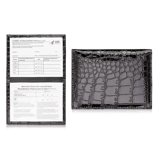 2-Pack: Faux Crocodile Leather Bling CDC Vaccination Card Immunization Record Protector Holder Passport DailySale