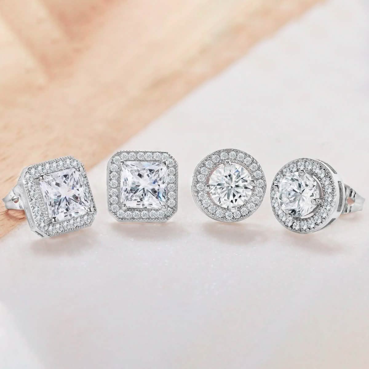 2-Pack: Halo Stud Earrings with Swarovski Elements DailySale