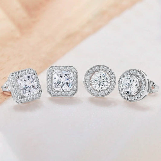 2-Pack: Halo Stud Earrings with Swarovski Elements DailySale