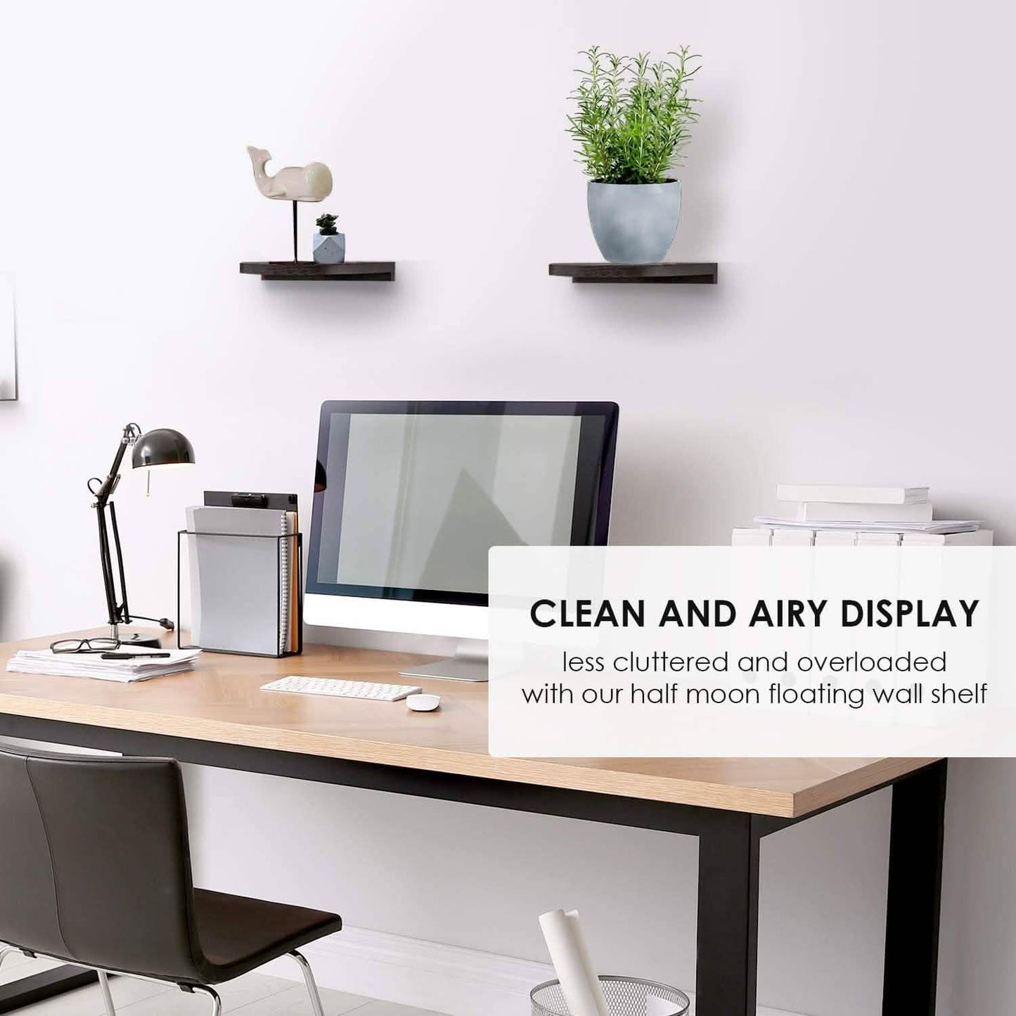 2-Pack: Halter Semi Circle Ledge Wood Shelves DailySale