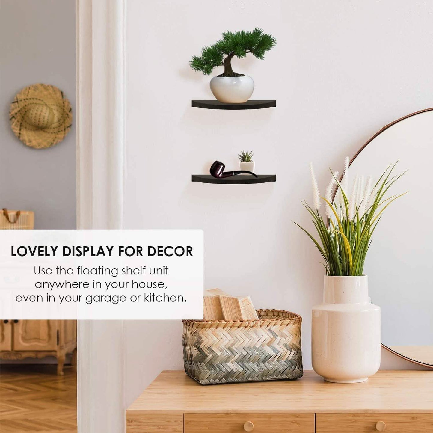 2-Pack: Halter Semi Circle Ledge Wood Shelves DailySale