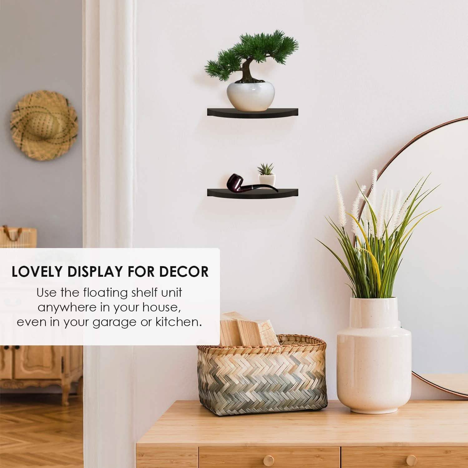 2-Pack: Halter Semi Circle Ledge Wood Shelves DailySale