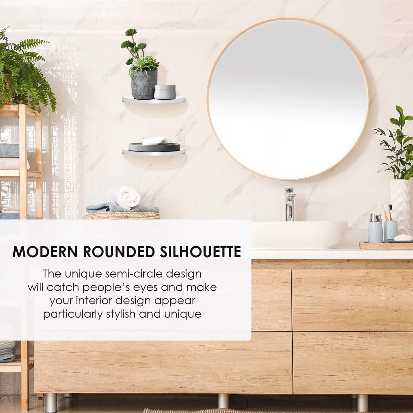 2-Pack: Halter Semi Circle Ledge Wood Shelves DailySale
