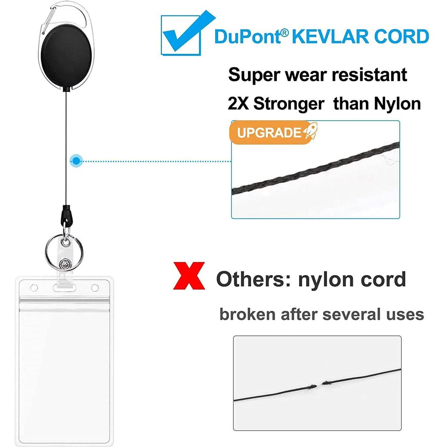 2-Pack: Heavy Duty Retractable Badge Holders with Carabiner Reel Clip and Vertical Style Clear ID Card Holders DailySale
