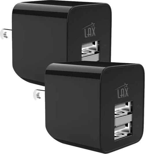 2-Pack: LAX Dual USB 2.4A Wall Charger - Ultra Compact DailySale