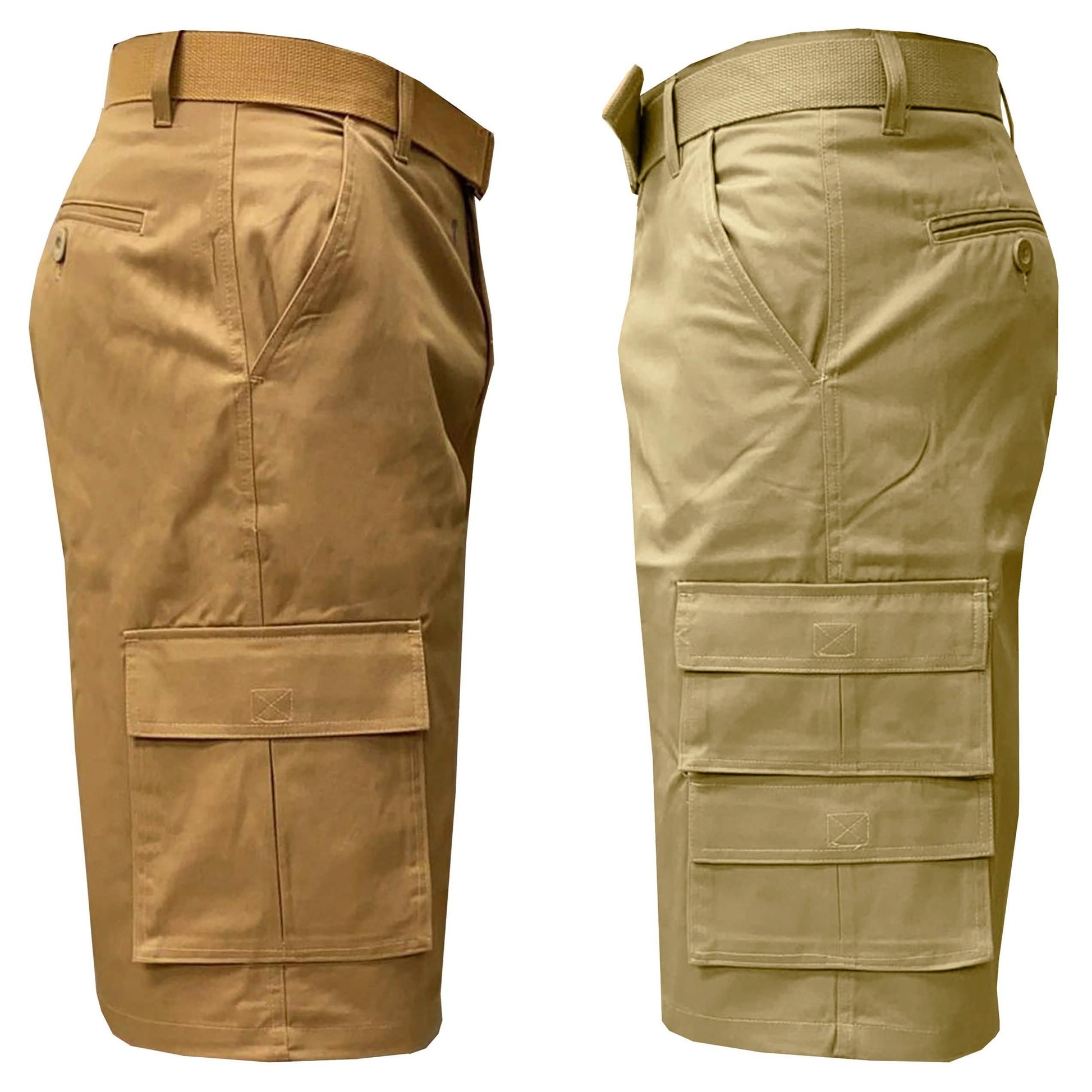 2-Pack: Men's 13” Fitted Belted 7-Pocket Cargo Shorts DailySale