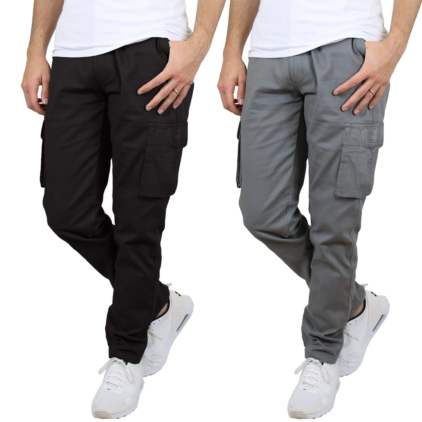 2-Pack: Men's Cotton Cargo Pants With Belt DailySale