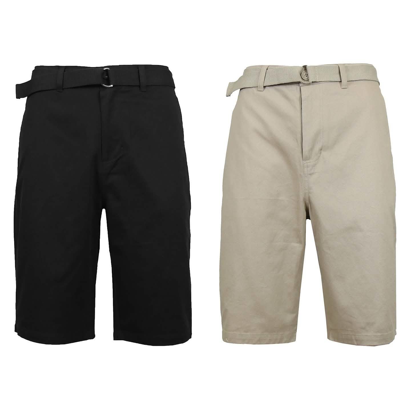 2-Pack: Men's Cotton Chino Shorts with Belt DailySale