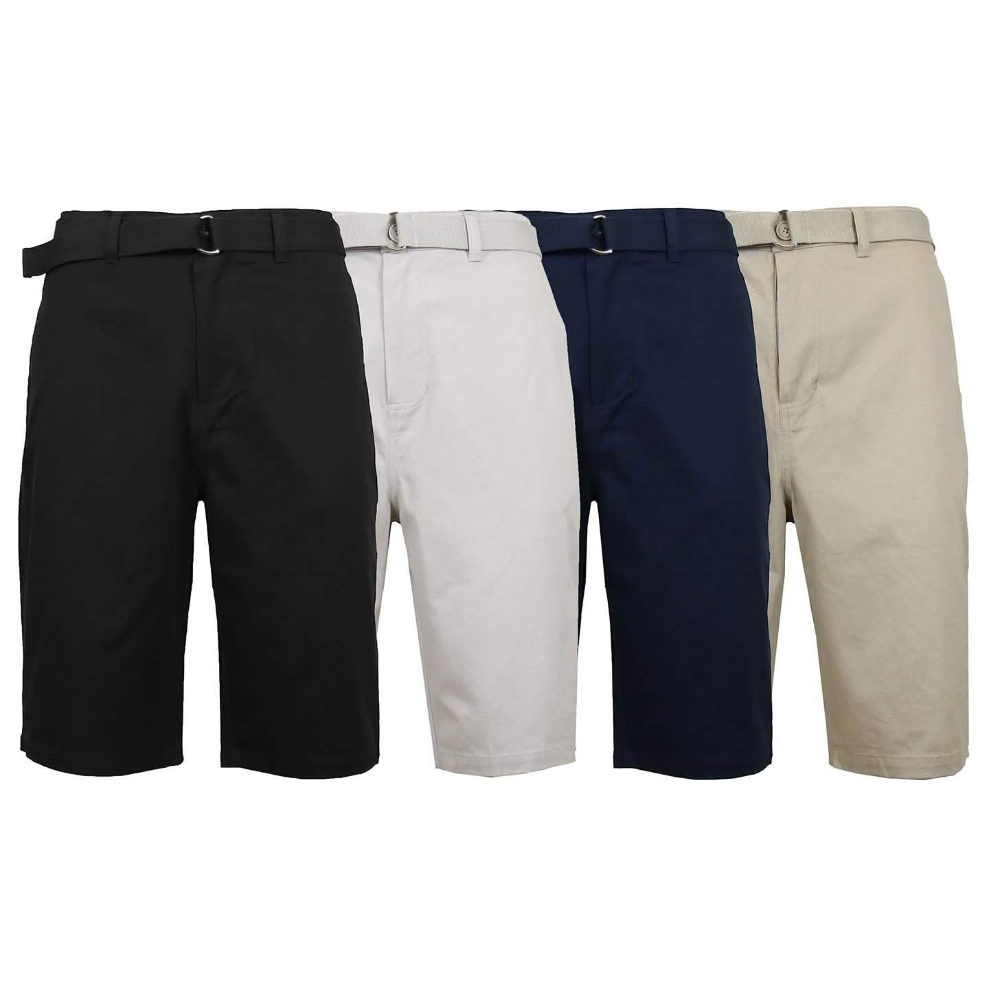 2-Pack: Men's Cotton Chino Shorts with Belt DailySale