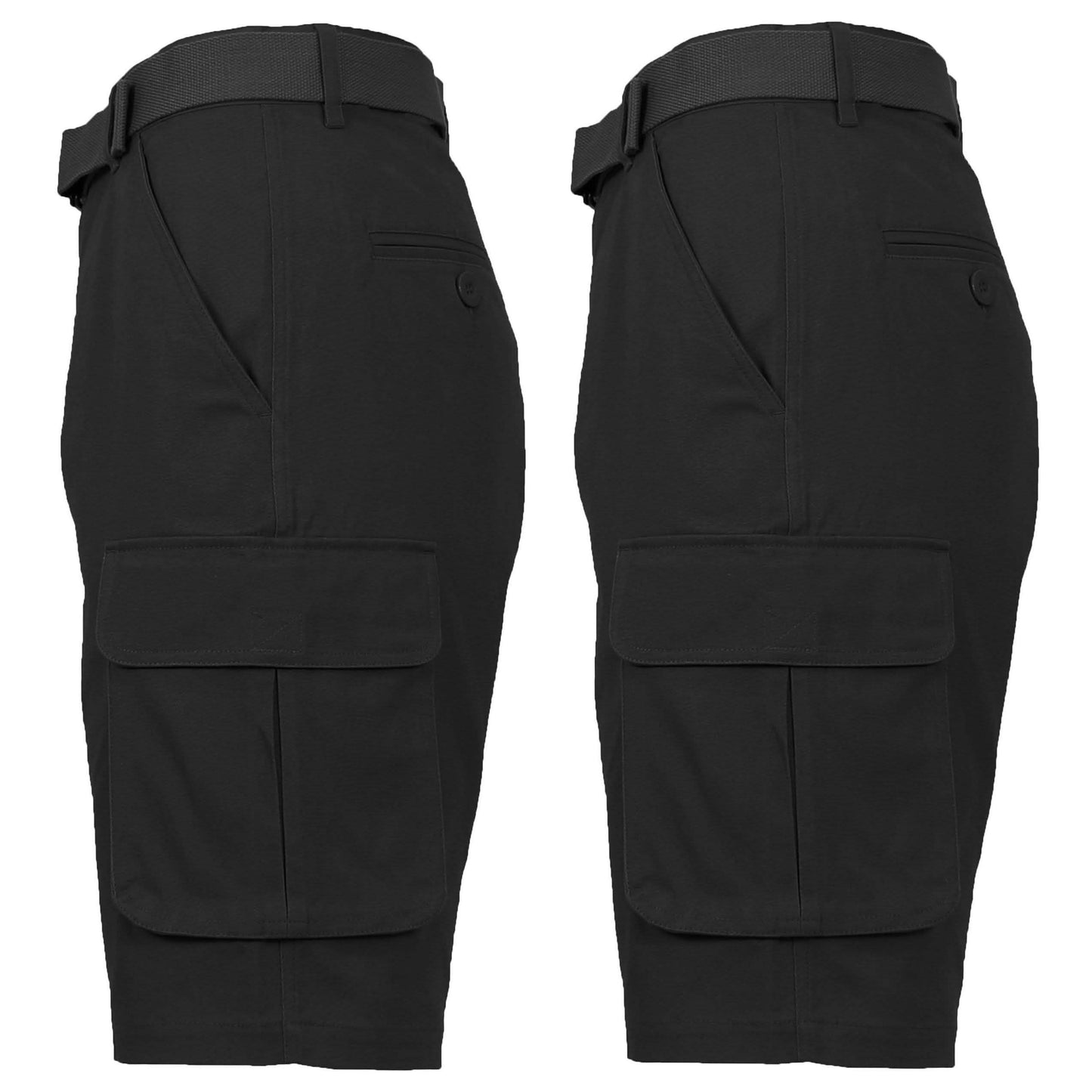 2-Pack: Men's Cotton Flex Stretch Cargo Shorts With Belt DailySale
