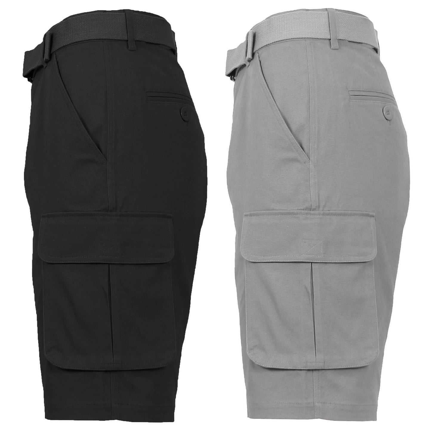 2-Pack: Men's Cotton Flex Stretch Cargo Shorts With Belt DailySale