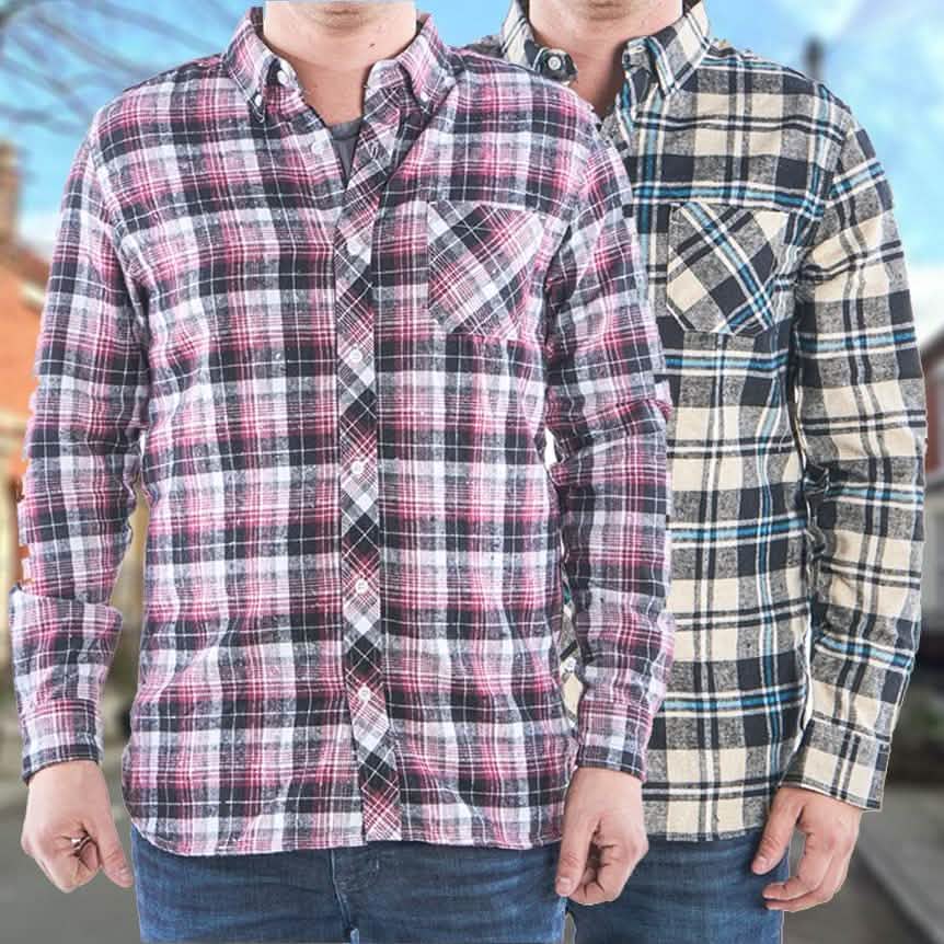 2-Pack: Men's Flannel 2-Pocket Button Down Shirts - Assorted Sizes DailySale
