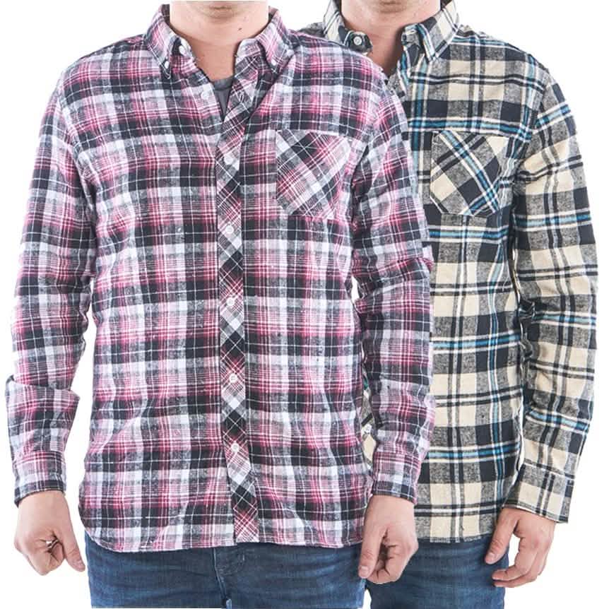 2-Pack: Men's Flannel 2-Pocket Button Down Shirts - Assorted Sizes DailySale