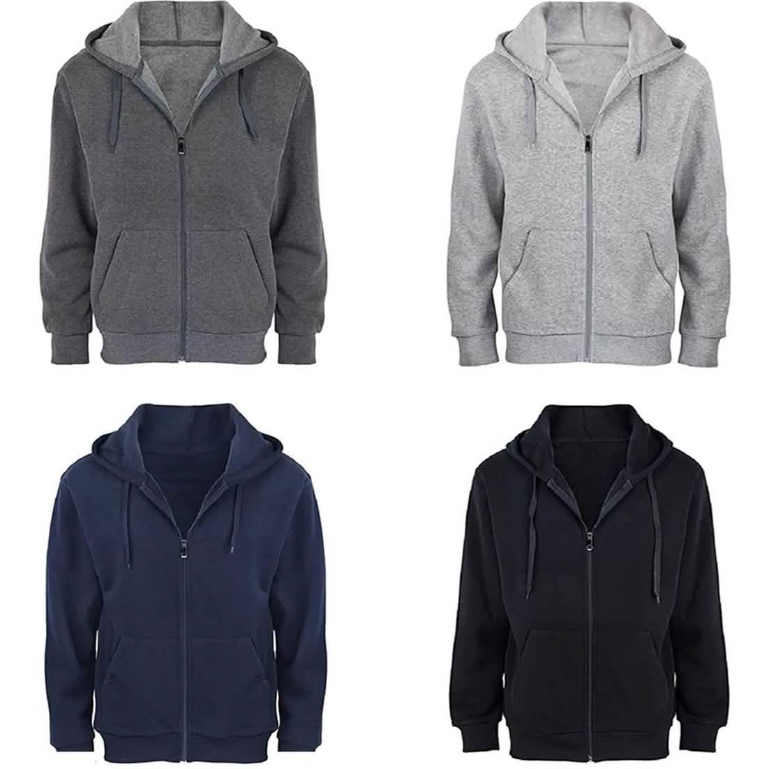 2-Pack: Men's Fleece Cotton Blend Full-Zip Hoodie DailySale