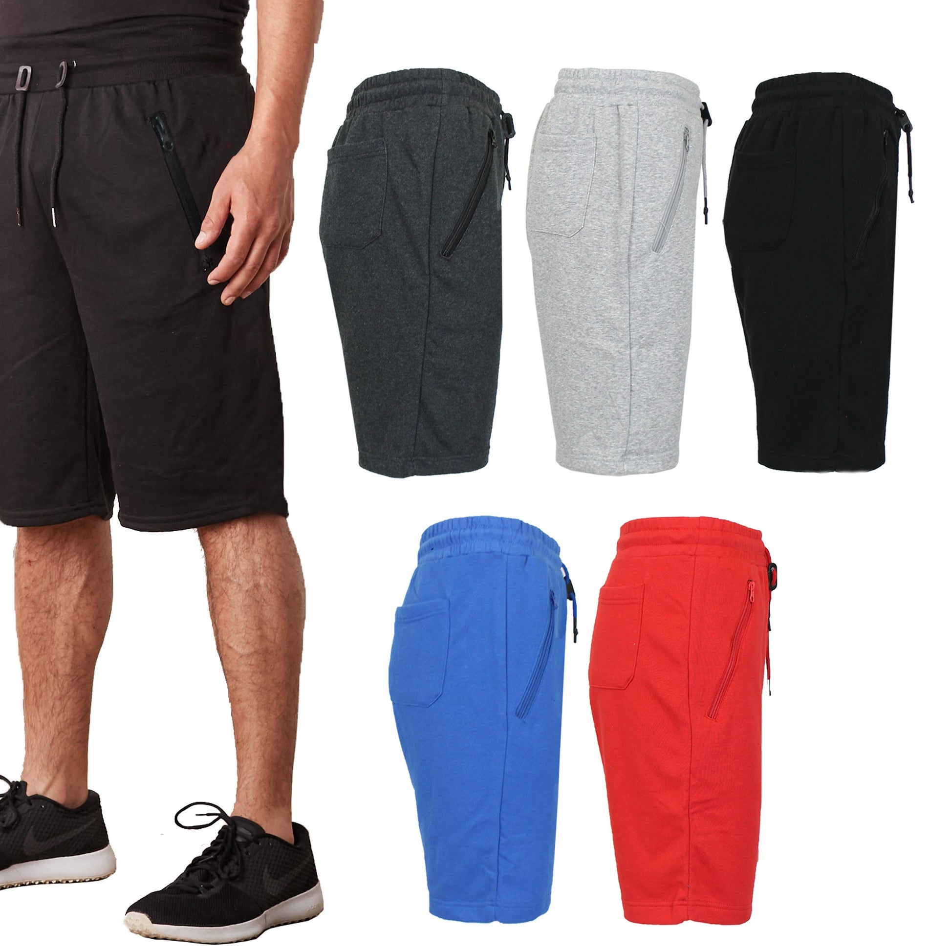 2-Pack: Men's French Terry Zipper Pockets Jogger Sweat Lounge Shorts DailySale