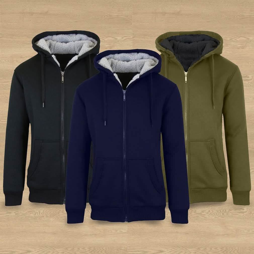 2-Pack: Men's Heavyweight Sherpa Fleece-Lined Zip Hoodie DailySale