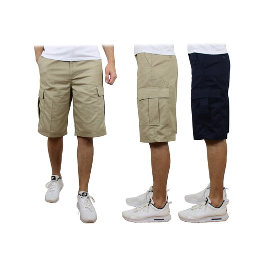 2-Pack: Men's Non-Belted Premium Cotton Blend Cargo Shorts DailySale