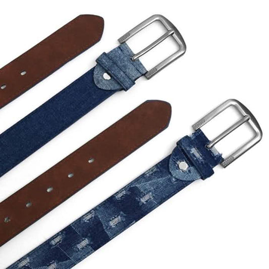 2-Pack: Men's Parquet Jean Washed Denim Belts - Size: Small DailySale