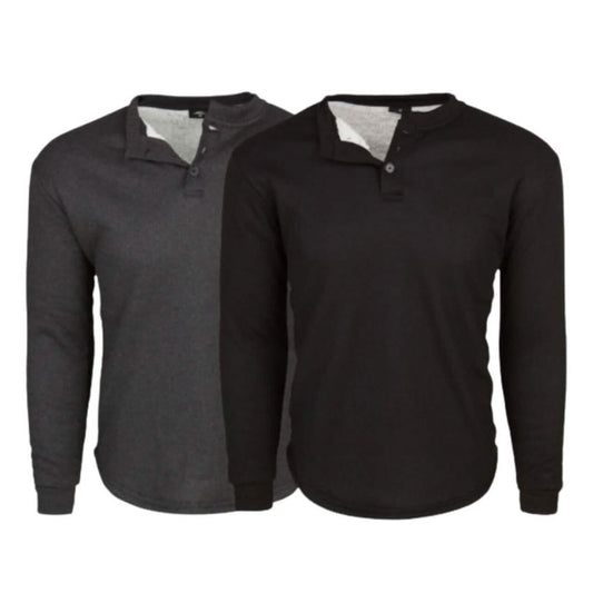 2-Pack: Men's Sherpa-Lined Waffle Thermal Henley Shirts DailySale