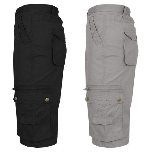 2-Pack: Men's Tactical Extended Size Cotton Cargo Utility Belted Shorts DailySale