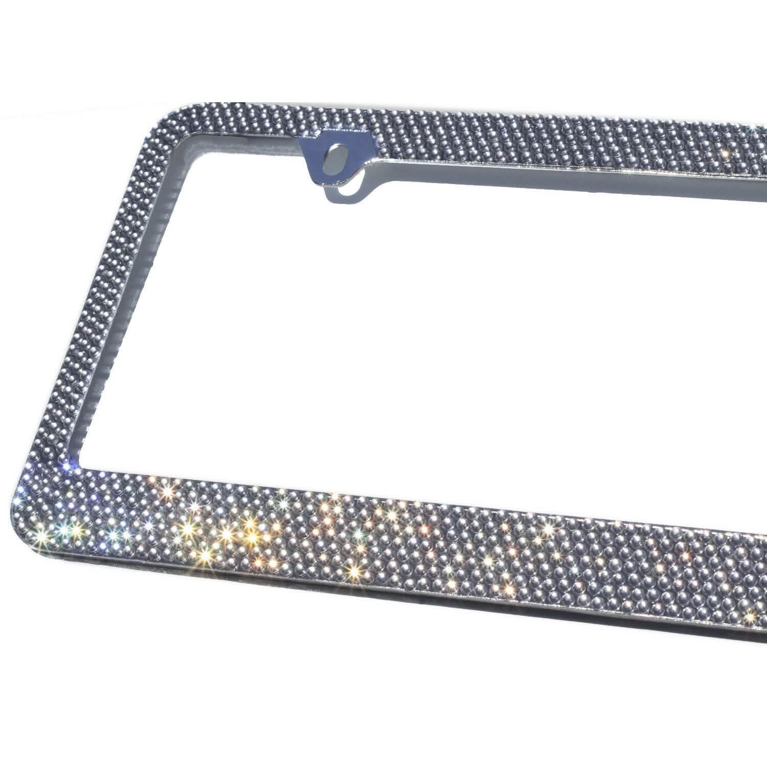 2-Pack: Metal License Plate Frame Bling RhineStones Chrome Swarovski Crystal Diamond DailySale