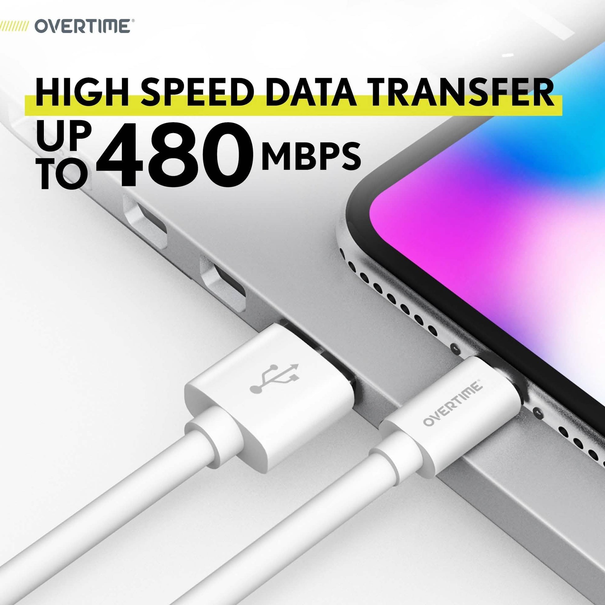 2-Pack: Overtime Apple MFI Certified iPhone Charger Lightning Cable 10 Foot DailySale