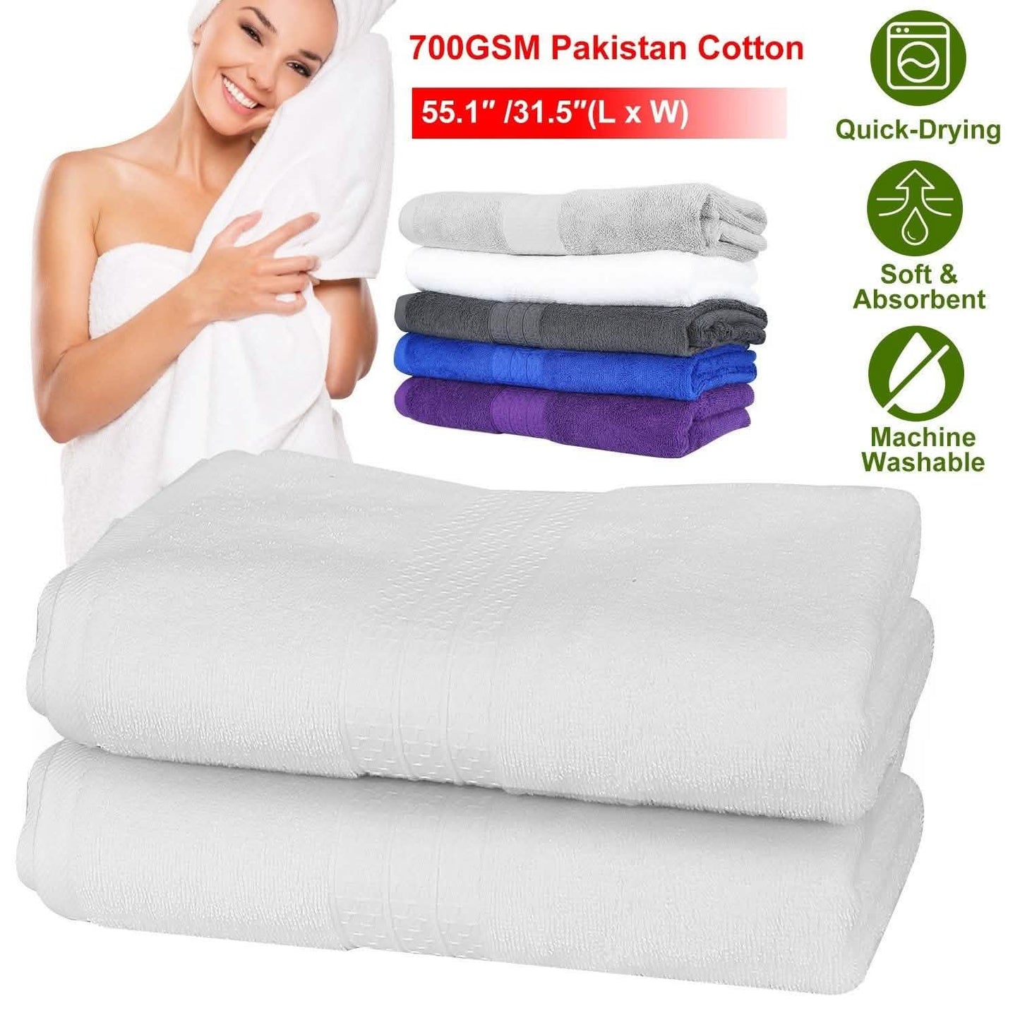 2-Pack: Pakistan Cotton Bath Towel DailySale