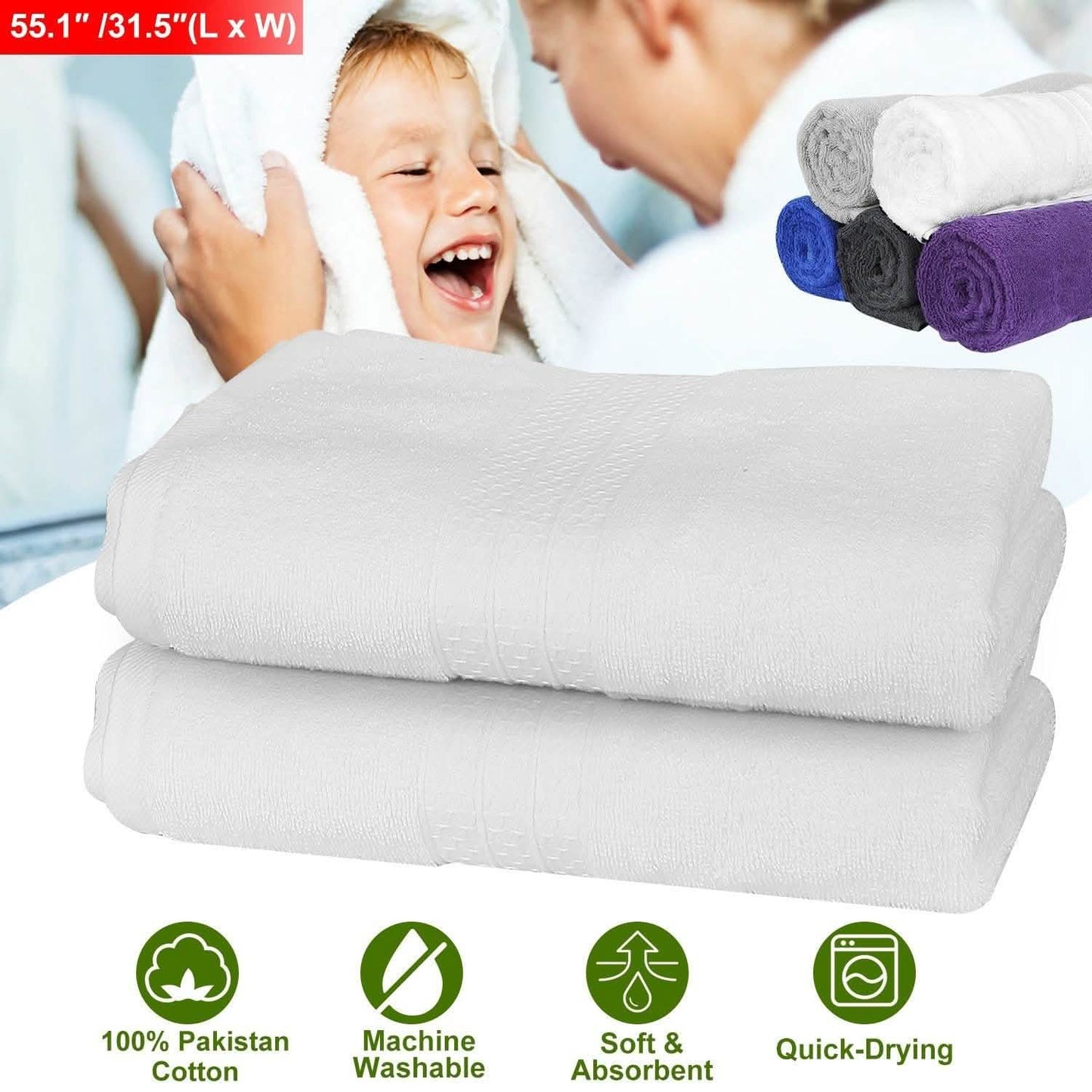 2-Pack: Pakistan Cotton Bath Towel DailySale