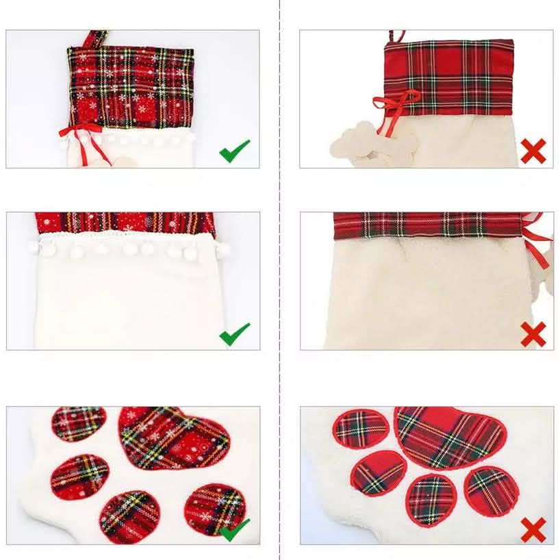2-Pack: Plaid Christmas Pet Dog Cat Paw Hanging Stocking Socks DailySale