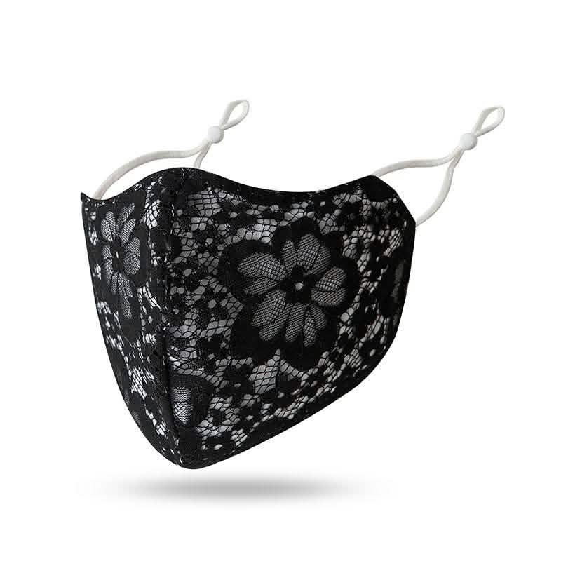 2-Pack: Reusable Washable Fitted Black and White Lace Face Mask DailySale