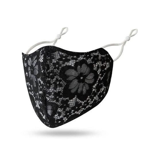 2-Pack: Reusable Washable Fitted Black and White Lace Face Mask DailySale