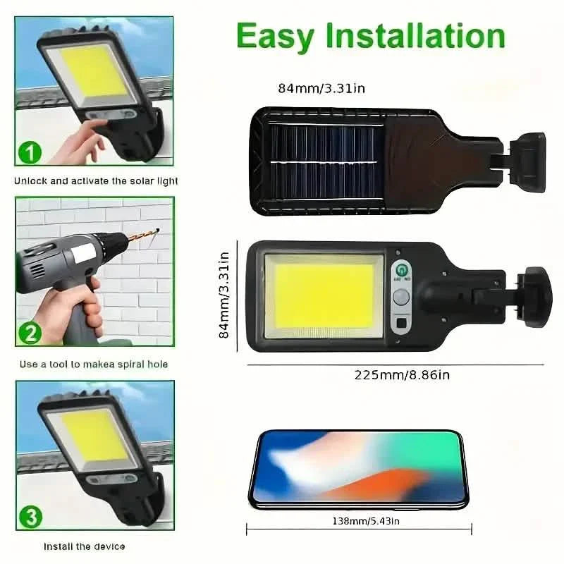 2-Pack: Solar Outdoor Security Street Lighting, 3 Modes With Wireless Motion Sensing and Remote Control DailySale