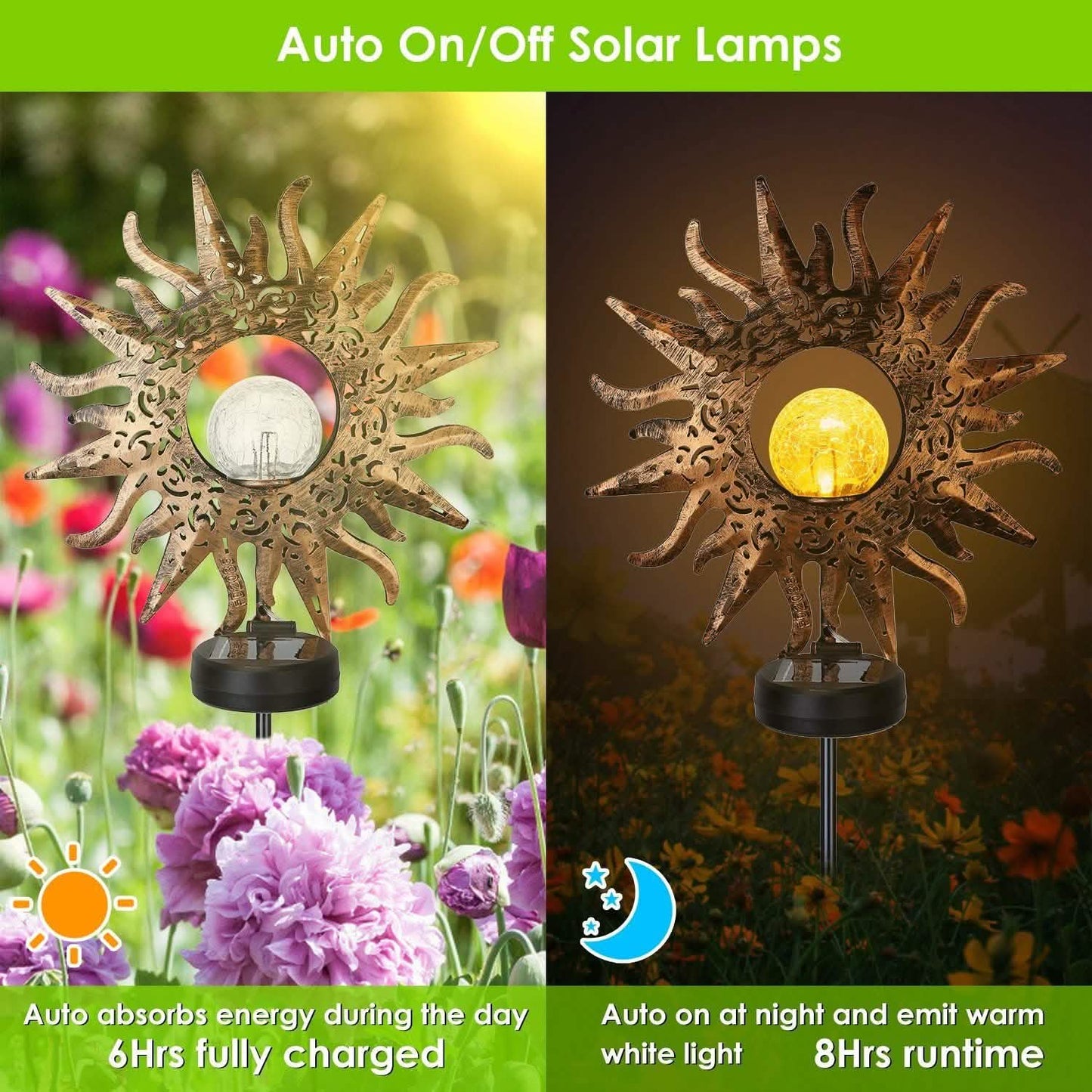 2-Pack: Solar Powered Glass Globe Stake Lamp DailySale