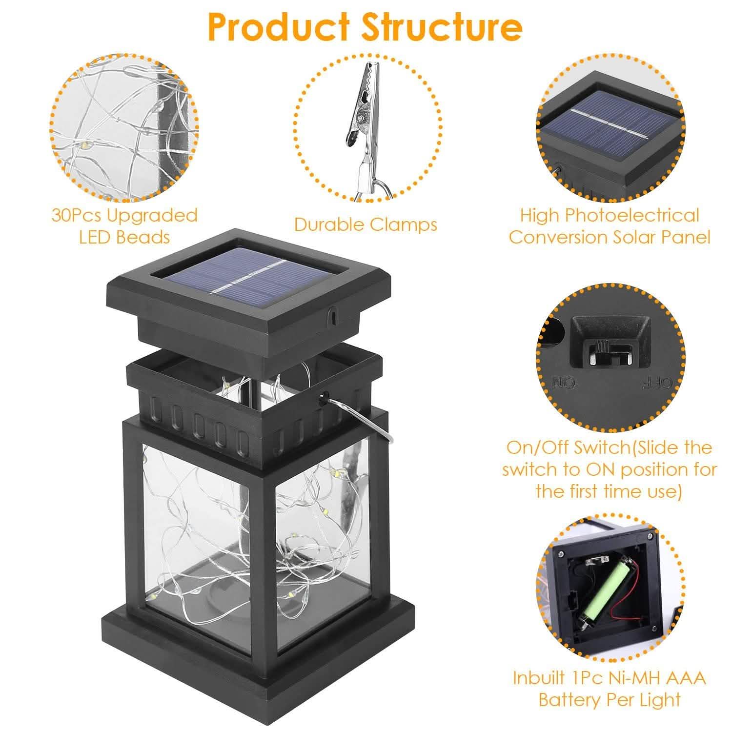 2-Pack: Solar Powered Hanging Lights 30 LED Beads DailySale