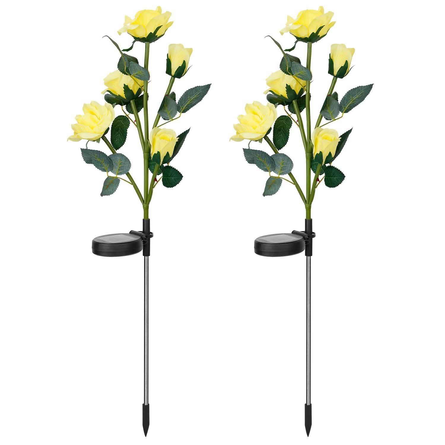 2-Pack: Solar Powered Rose Flower LED Decorative Lamp DailySale