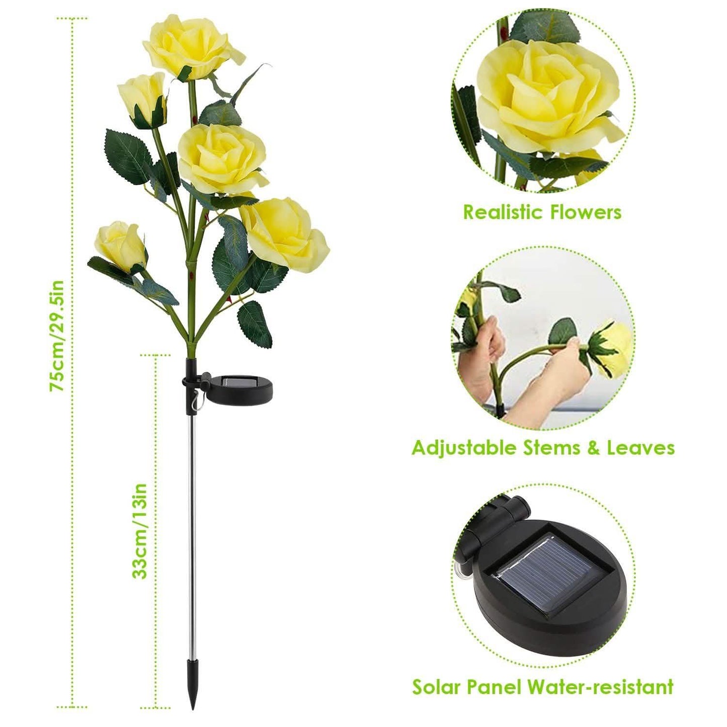 2-Pack: Solar Powered Rose Flower LED Decorative Lamp DailySale