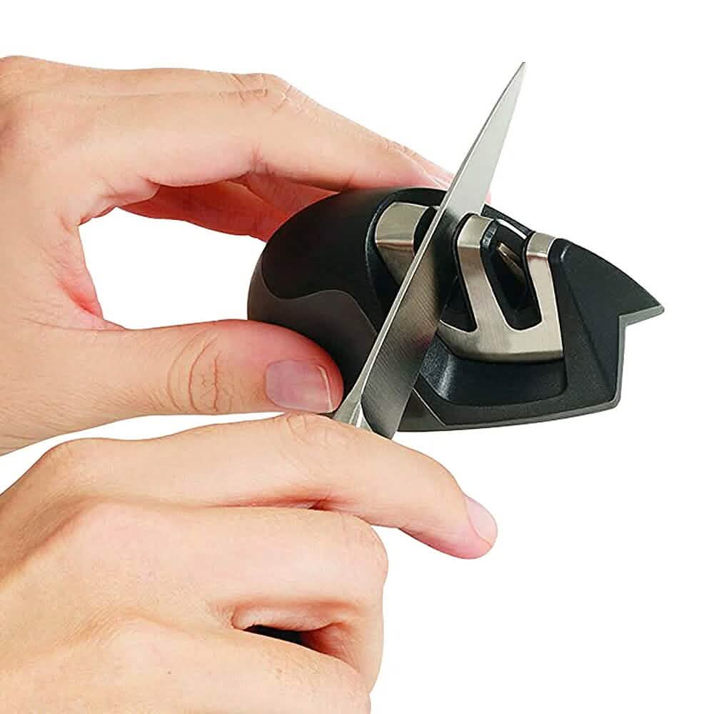 2-Pack: Ultra Sharp Knife Sharpener and Stainless Steel Vegetable and Meat Slicer Holder DailySale