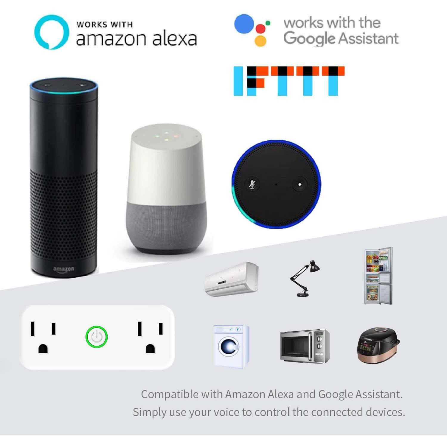 2-Pack: WIFI Smart Plug 10A Dual Smart individually Outlet DailySale