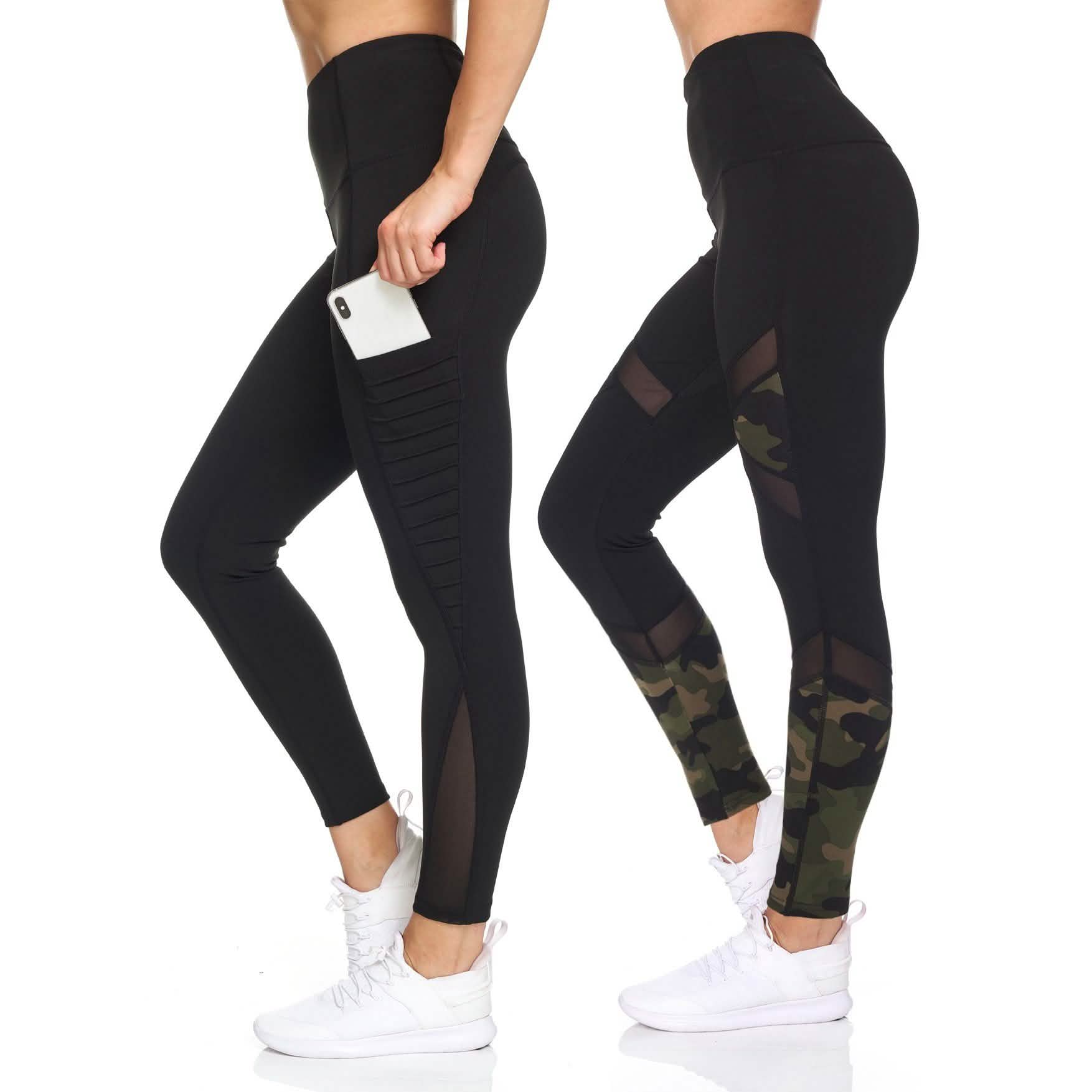 2-Pack: Women's Active High Waist 7/8 Leggings With Motto Mesh And Pockets DailySale