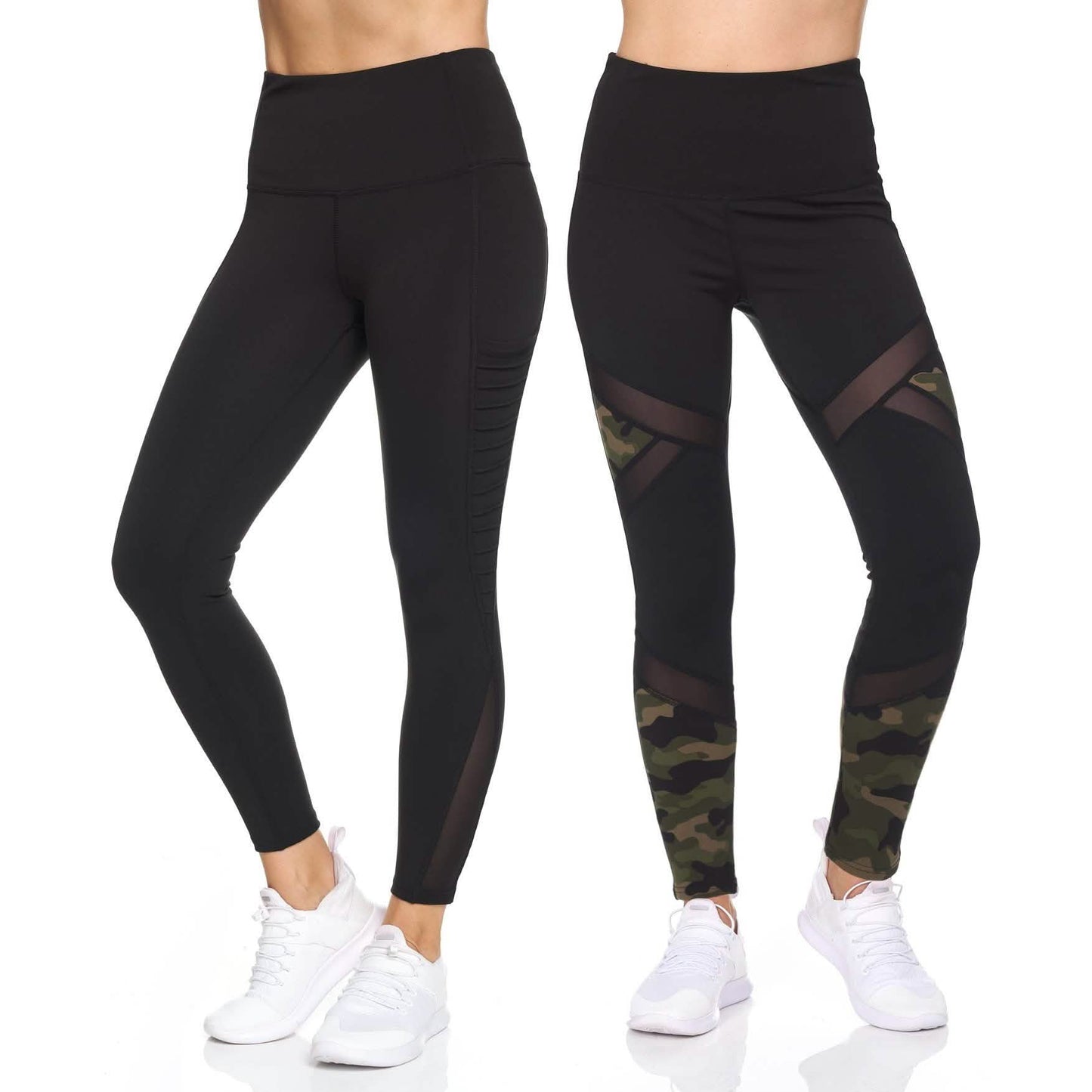 2-Pack: Women's Active High Waist 7/8 Leggings With Motto Mesh And Pockets DailySale