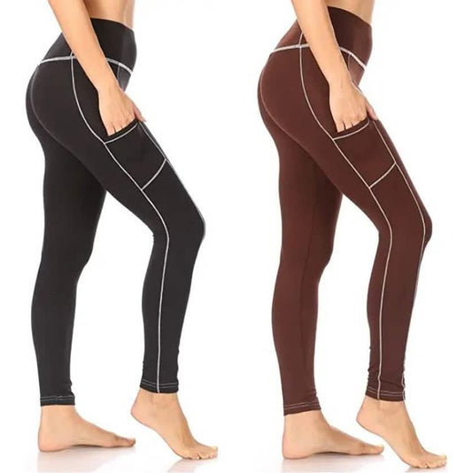 2-Pack: Women's Fleece Lined Active Leggings with Pockets DailySale