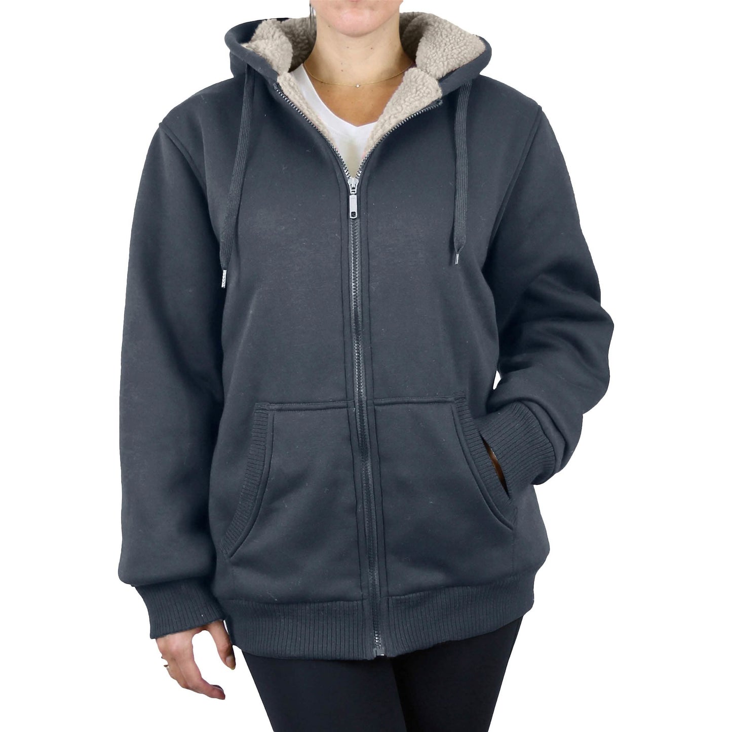 2-Pack: Women's Heavyweight Loose Fitting Sherpa Fleece-Lined Hoodie Sweater DailySale