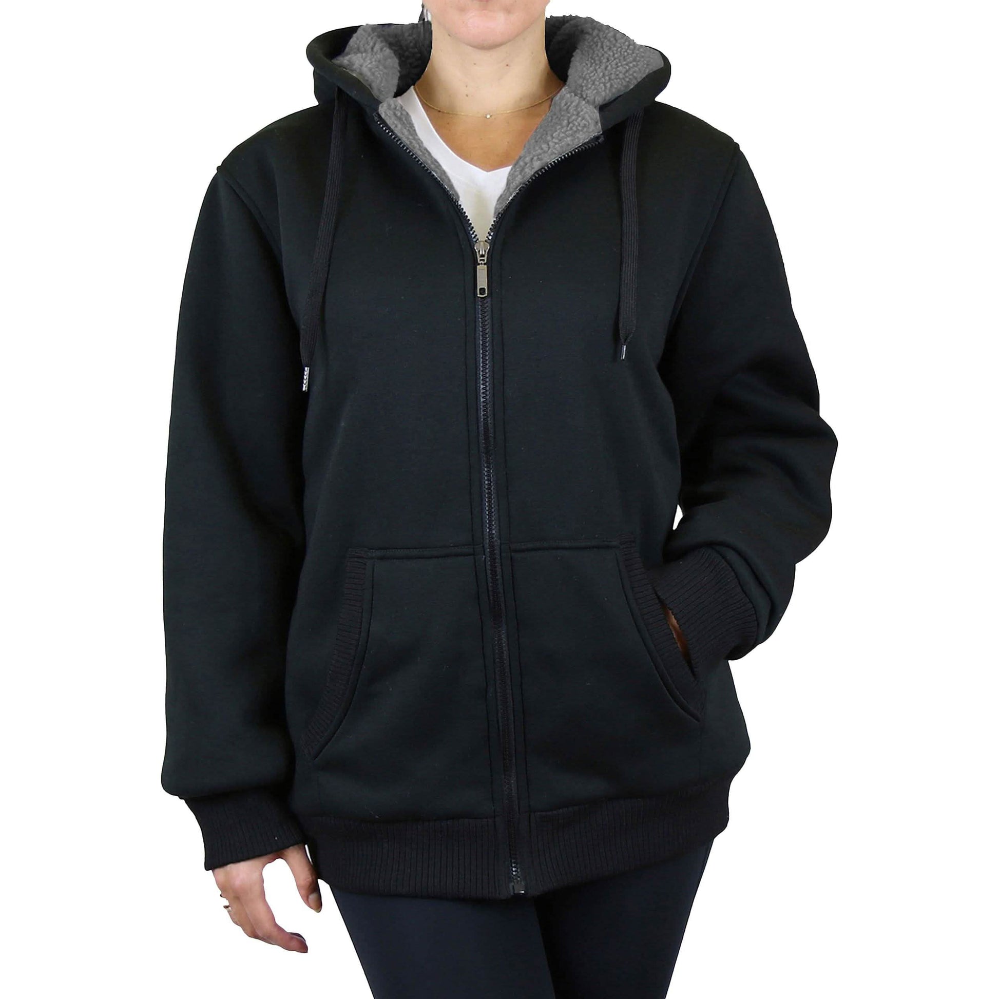 2-Pack: Women's Heavyweight Loose Fitting Sherpa Fleece-Lined Hoodie Sweater DailySale