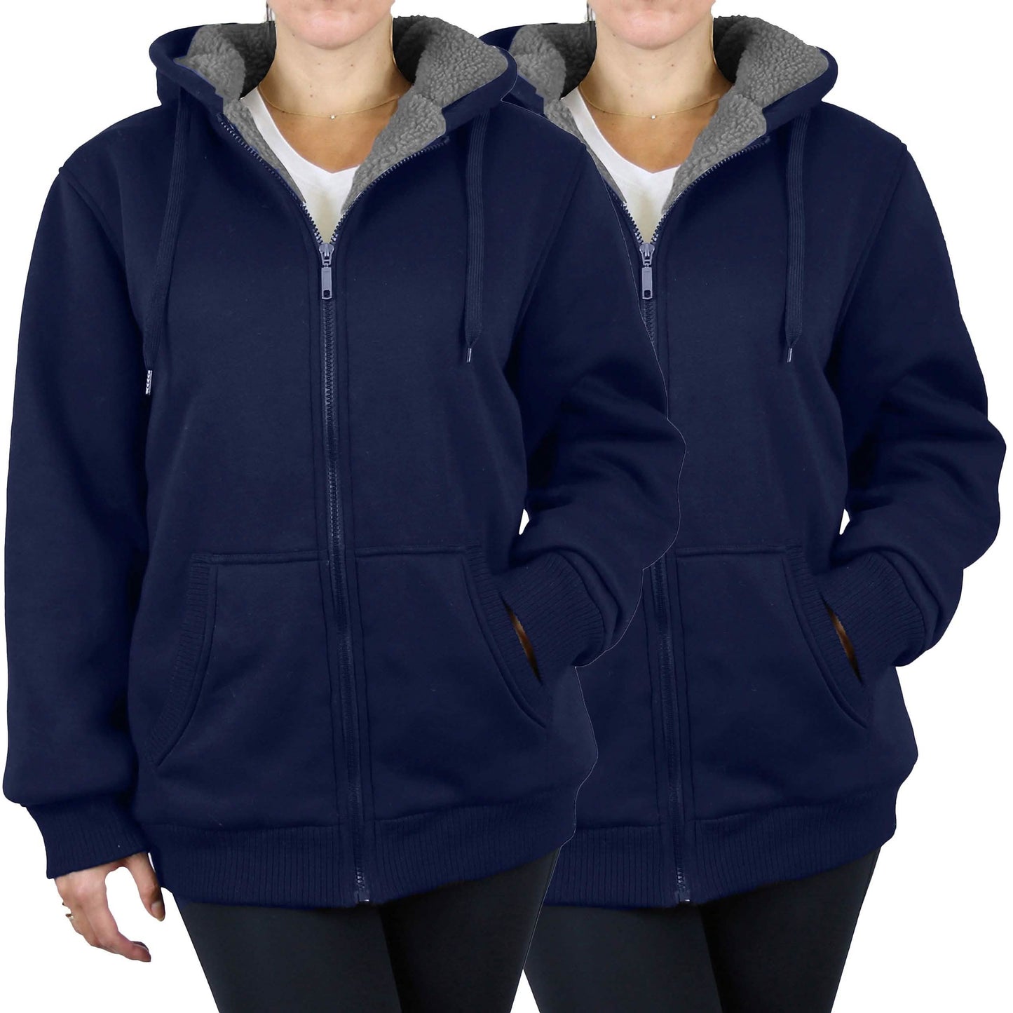 2-Pack: Women's Heavyweight Loose Fitting Sherpa Fleece-Lined Hoodie Sweater DailySale