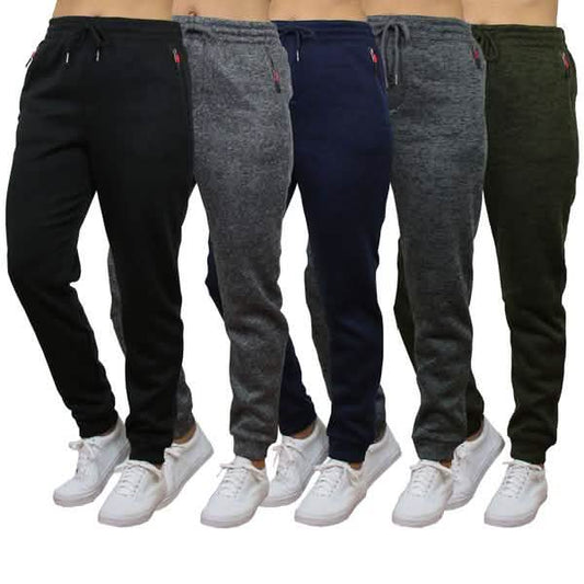 2-Pack Women's Loose-Fit Marled Fleece Jogger Sweatpants With Zipper Pockets DailySale