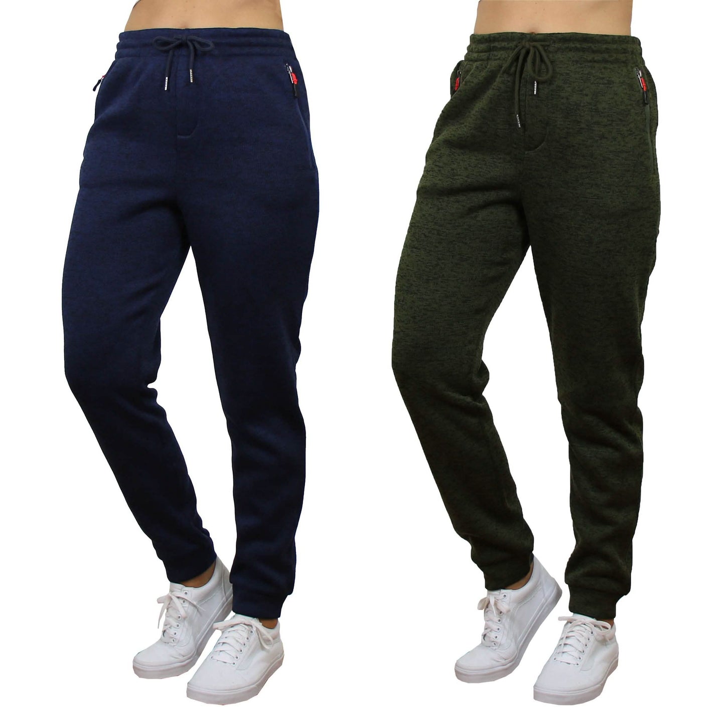 2-Pack Women's Loose-Fit Marled Fleece Jogger Sweatpants With Zipper Pockets DailySale