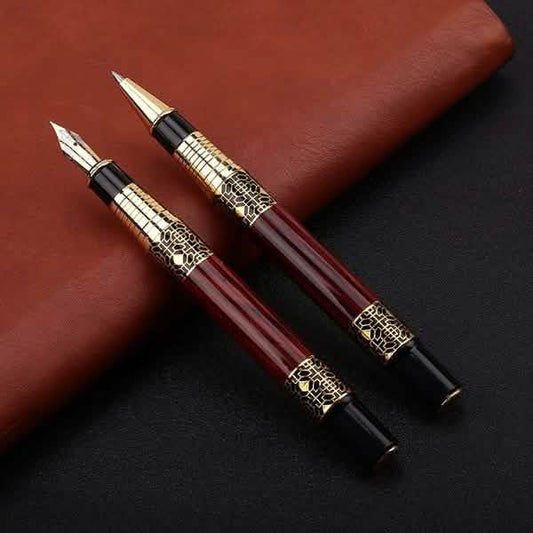 2-Pack: Wood Grain Classical Fountain Pen Ballpoint Pen DailySale