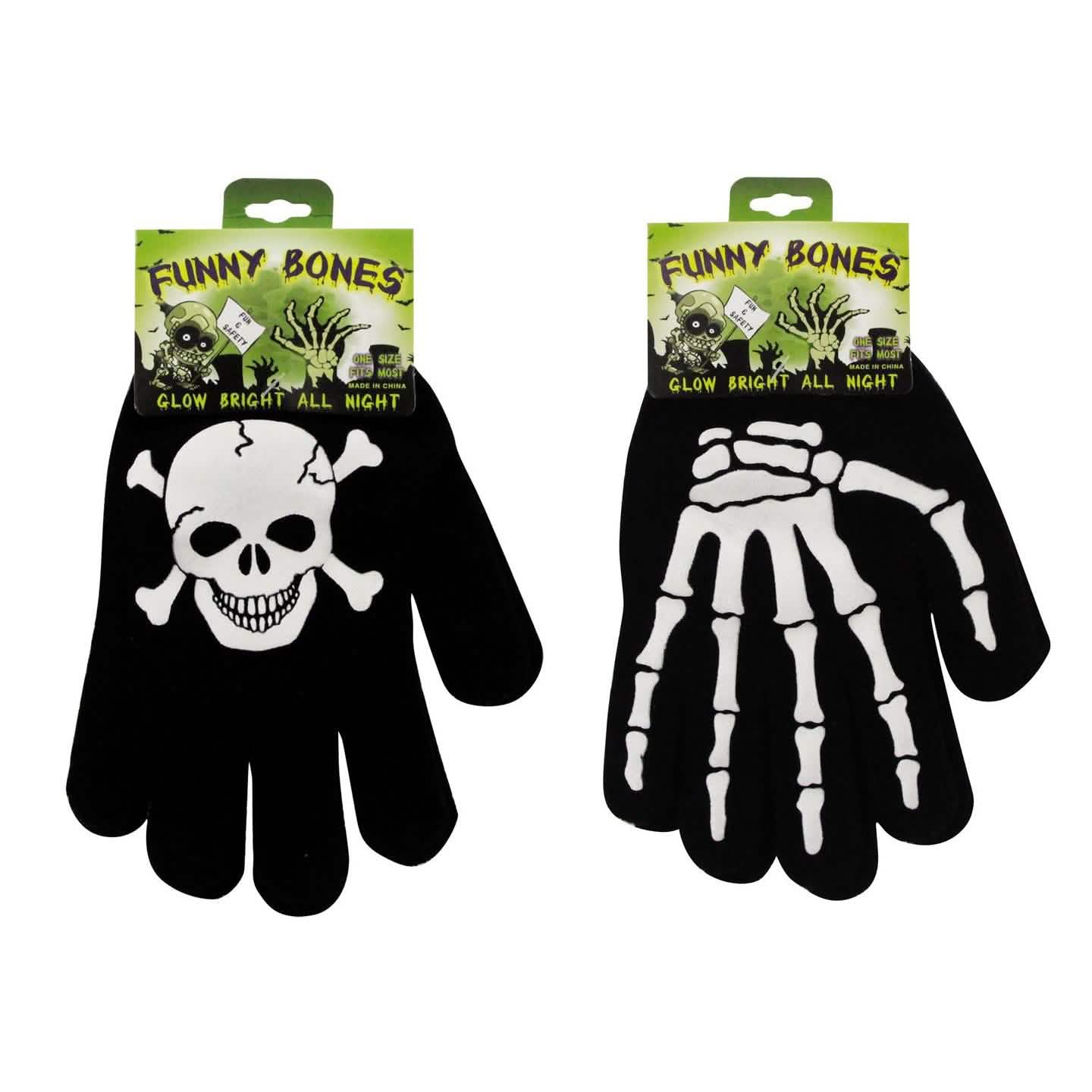 2-Pair: Funny Bones Glow In The Dark Gloves DailySale