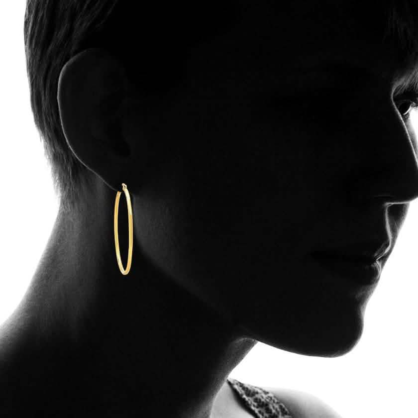 2-Pairs: Stainless Steel 50mm Hoop Earring Set DailySale